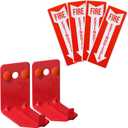 2 Pack Fire Extinguisher Holder and 4 Pieces Fire Extinguisher Sign Sticker, 20lb Fire Extinguisher Wall Hook Mount Bracket for Big and Small Fire Extinguishers, Indoors and Outdoors