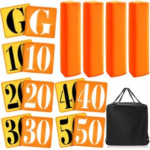 Libima 16 Pcs Football Yard Marker Set Include 11 Football Field Yard Line Marker High Visibility 4 Weighted Ball End Zone Pylons with Carrying Bag for Training Sporting Equipment (Orange, Yellow)