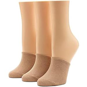 HUE Women's Cotton Toe Topper Hidden Toe Cap Liner Socks 3 Pair Pack,  US Heel to Toe 4-10