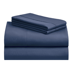 LuxClub 4 PC King Sheet Set, Deep Pockets Wrinkle Free Cooling Bed Sheets Hotel Bedding for Women, Men, Includes 1 Fitted Sheet, 1 Flat Sheet and 2 Pillowcases-Soft Navy