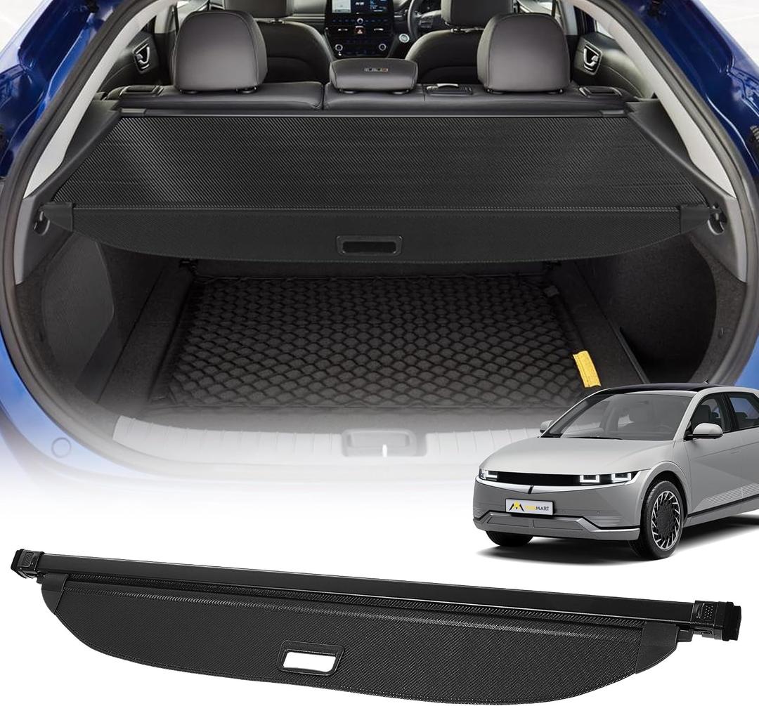 AUXMART Retractable Trunk Cargo Cover for Hyundai Ioniq 5 2022-2026 with Carbon Fiber Finish Aluminum Alloy Storage Panel, Easy Install, Waterproof & Scratch-Resistant