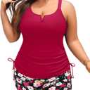 Women's Plus Size Tankini Swimsuit - Two Piece Bathing Suit with Shorts 2025 V-Wired Tummy Control Swimwear, ( 16 W )