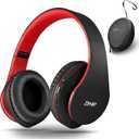 ZIHNIC Bluetooth Headphones Over-Ear, Foldable Wireless and Wired Stereo Headset Micro SD/TF, FM for Cell Phone,PC,Soft Earmuffs &Light Weight for Prolonged Wearing (Black/red)
