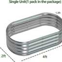 Zizin 1 Pack Galvanized Raised Garden Bed Metal Oval Raised Garden Beds Outdoor Planter Box for Vegetables (4x2x1.3FT, Silver)