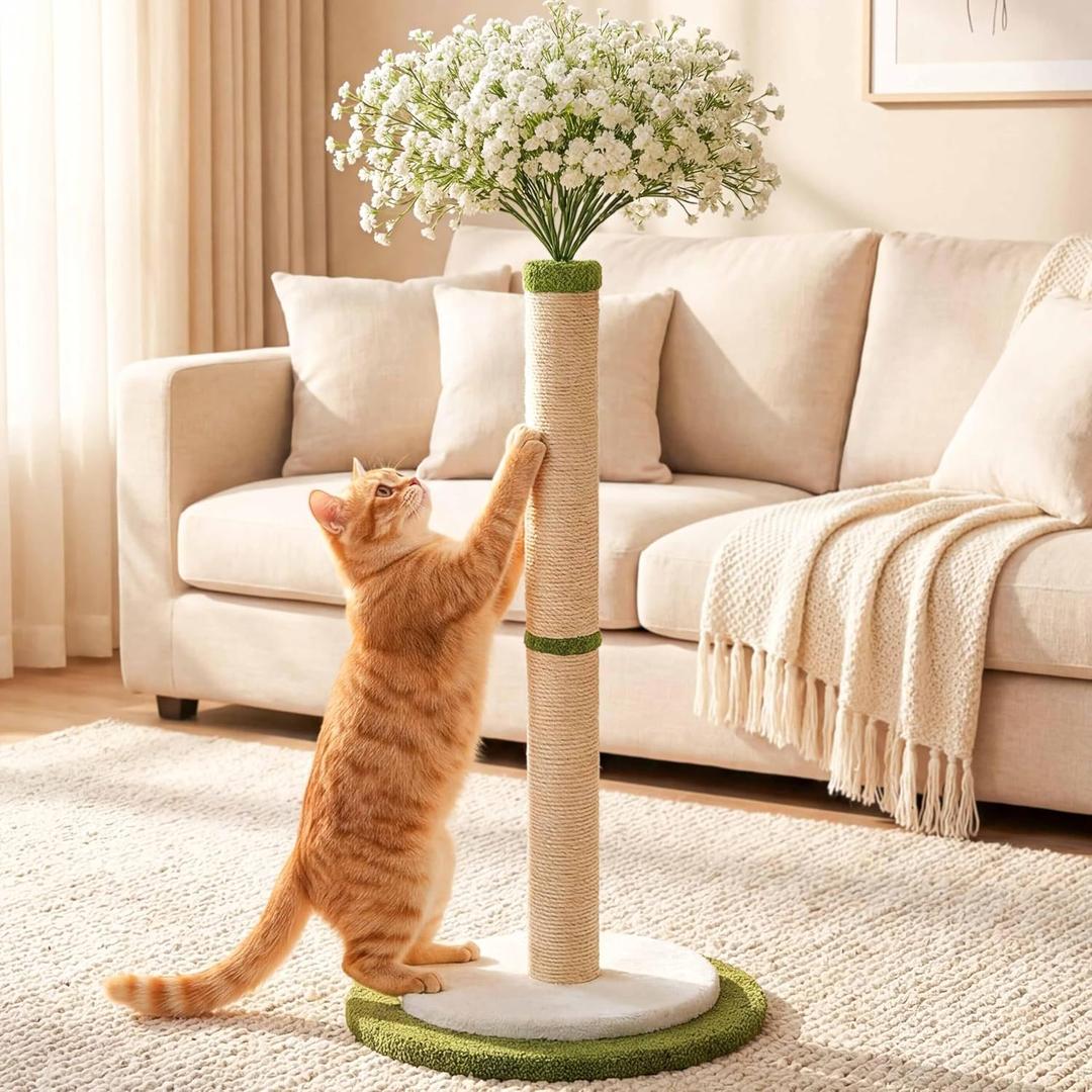 CWV 45" Tall Cat Scratching Post, Cute Starlight Bouquet Scratcher for Indoor Cats & Kittens with Sturdy Base & Natural Sisal Rope