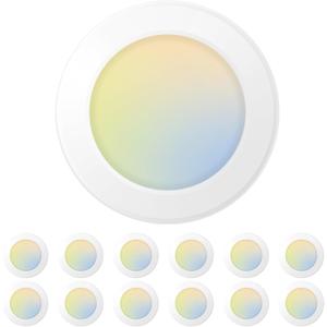 Amico 12 Pack 5/6 Inch LED Disk Lights, Dimmable Flush Mount Ceiling Disc Lights, 2700K/3000K/4000K/5000K/6000K Selectable, 12W Eqv 110W, 1050LM, Low Profile Surface Mount Ceiling Lights, ETL&FCC