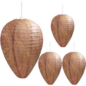 4 Pack Wasp Nest Decoy Hanging Wasp Nest Stay Away from Wasps Hornets Yellow Jackets