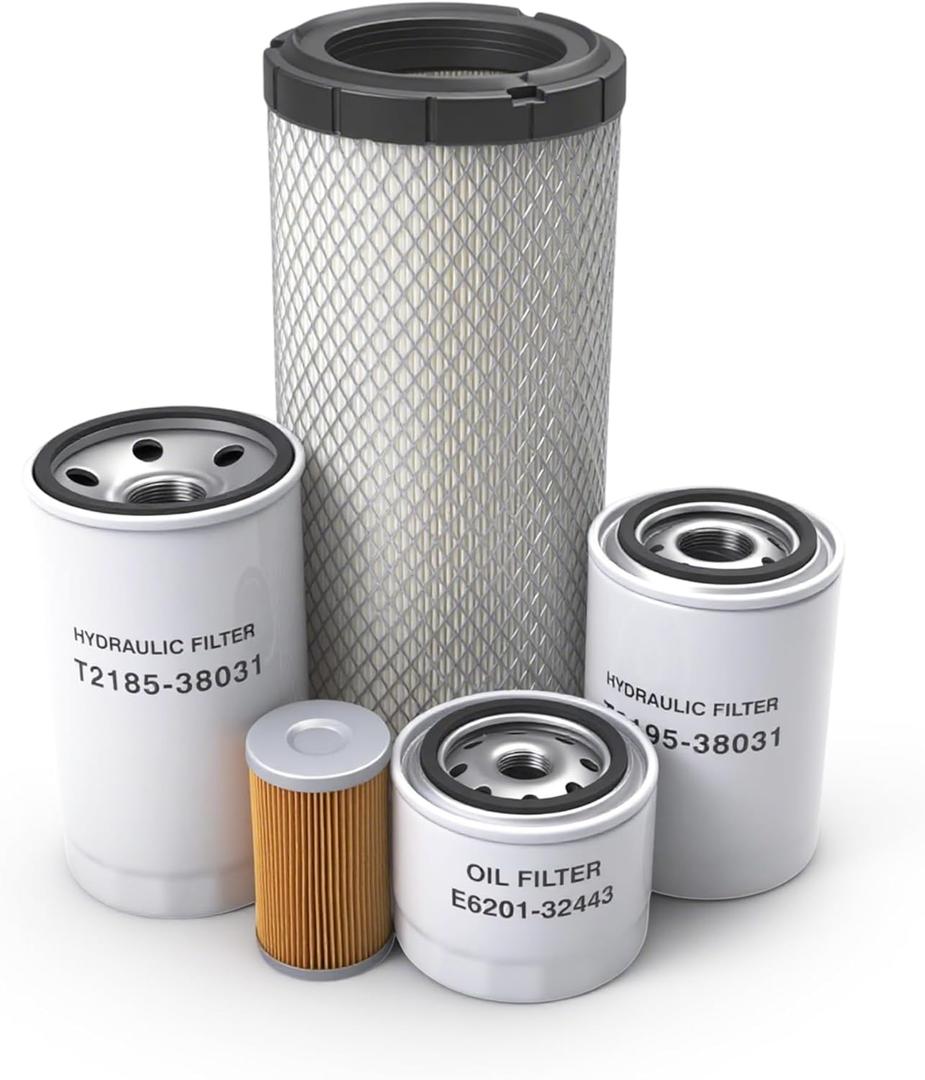 5Pcs Maintenance Filter Kit Fit for Kioti CK25 CK27 CK30 CK35 Tractor, Replace 84612-43160, T2185-38031, T2195-38031, P822768, E7230-11081, E6201-32443