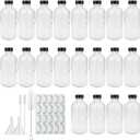 Maredash 8oz Clear Glass Bottles, 20 Pack Glass Storage Bottles with Black Lids (20 Labels, with Funnels, Droppers and Brush)