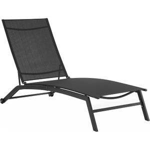 Crosley Furniture Weaver Reclining Sling Outdoor Chaise Lounge Chair with Wheels for Patio, Deck, and Pool, Charcoal