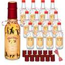 Tioncy 12 Pcs 5 Oz Vanilla Extract Bottles for Homemade Vanilla Jar Woozy Glass Bottle with Cap, Shrink Capsules, Sticker Syrup Gift Food Storage Canister for Hot Sauce Spice Dressing Homemade (Red)