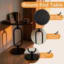 Black Round Side Table 17" x 19" Heavy Duty Metal Pedestal Matel Base Accent Table for Small Spaces Modern End Table for Living Room, Bedroom, Beside Sofa or Couch – Easy Assembly