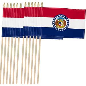 Heavy Duty 12 Pack 8x12 Inch Missouri Flags on Stick 35 Tall Yard Missouri Stick Flags Durable Break-Resistant 5/16 Birch Pole 300D Oxford Fabric Missouri Statehood Day St. Louis Heritage Day Driveway & Garden Decorations