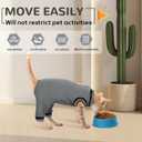 PUMYPOREITY Cat Recovery Suit for Hind Legs, Cat Surgical Spay Suit with Leg Sleeves to Stop Licking, Long Rear Sleeve Wound Cover Abdomen Kitten Onesie, Grey, S