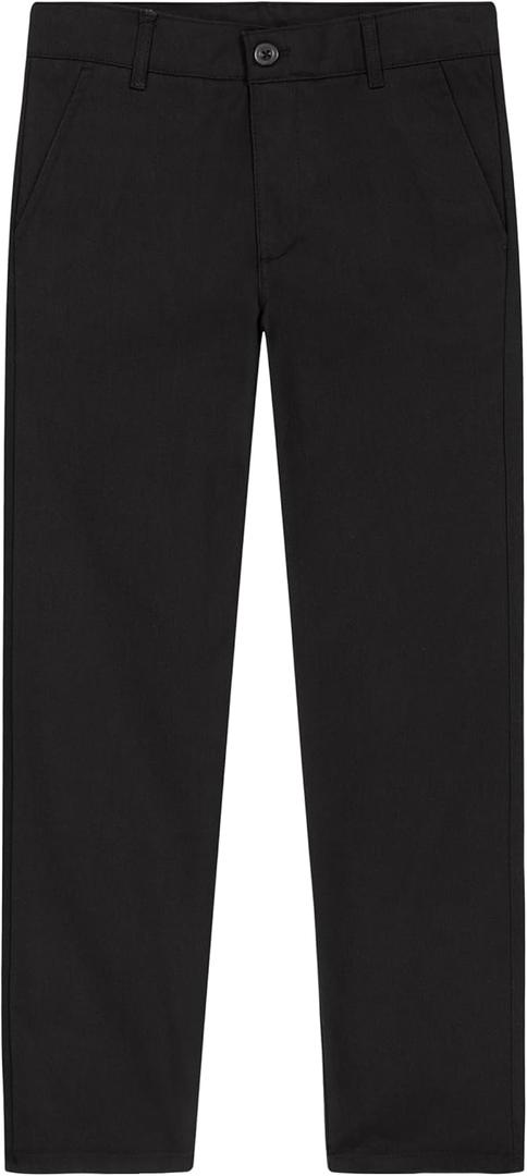 Nautica Slim Boys' Uniform Flat Front Pant, Black, Medium/ 12/ Slim