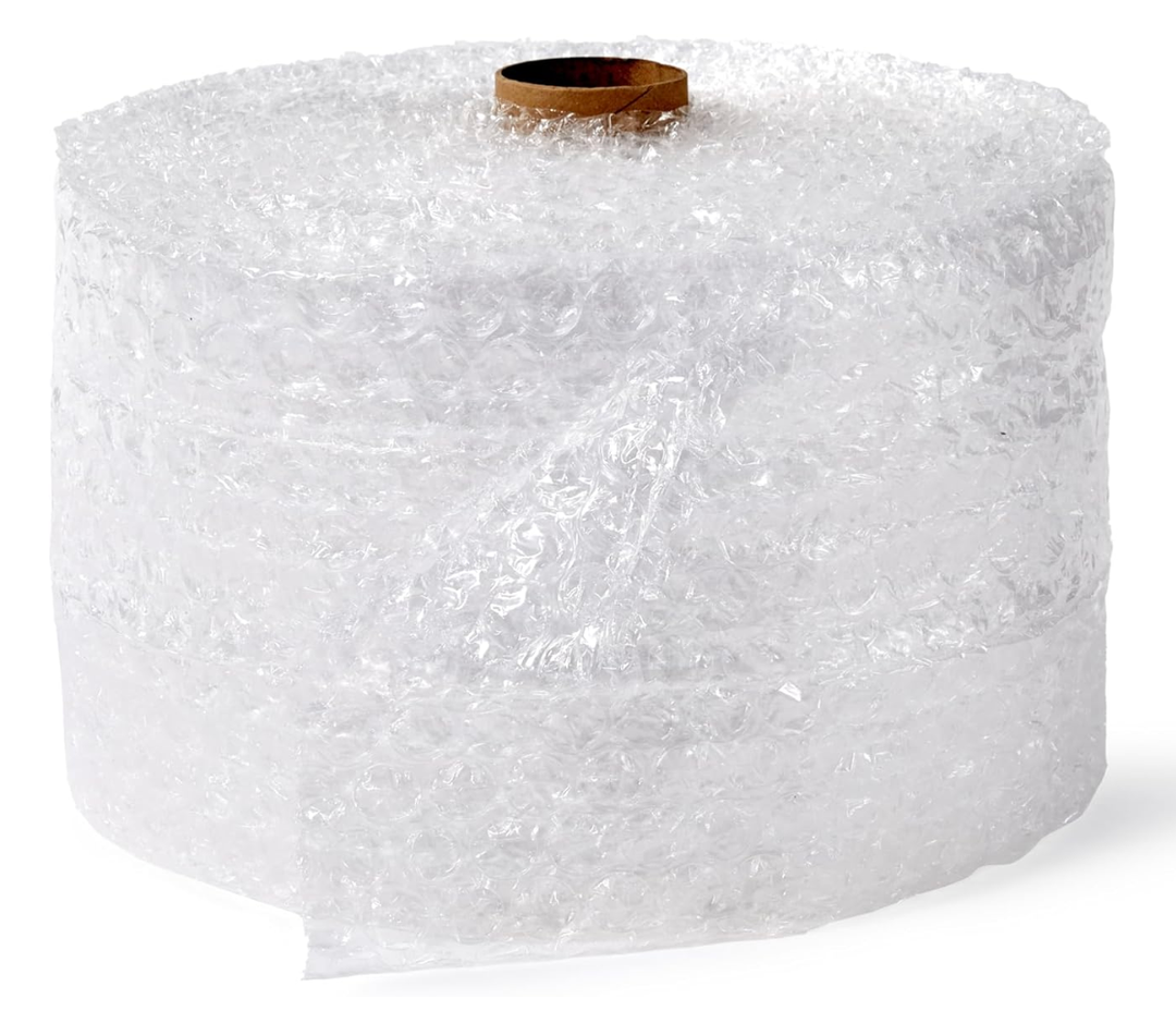 Amazon Basics Bubble Cushioning Wrap for Moving, Packing, Shipping and Storage, Heavy Duty Protection for Fragile Items, 12-inch x 100-foot Long Roll, Large 5/16", Clear