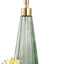 EMPO Vintage Elegant Glass Soap Dispenser, Liquid Soap/Sanitizer/Shampoo Bottle with Pump, Rustic Farmhouse Decor Crystal Hand Soap Dispenser for Kitchen Sink, Bathroom Accessories (Sage Green)