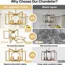 25" Modern Gold Chandelier for Dining Room, No Assembly Required Gold Dining Room Light Fixture Over Table, Industrial Metal Hanging Pendant Lights Fixture for Kitchen Island, Entryway, Foyer