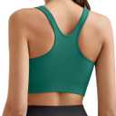 Promover Padded Sports Bras for Women Y-Back Racerback Seamless Medium Supportive Ribbed Yoga Cami Bra (Green, L)