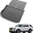 Cargo Mat & Backrest Mats Fit for 2011-2019 Ford Explorer(Only for Upper Floor of The Trunk) - Black TPE All Weather Waterproof Rear Cargo Liner Rear Trunk Liner Back Seat Cover Protector
