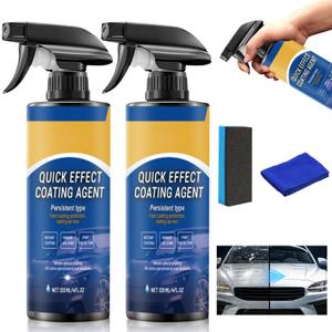 2Pcs Advanced Car Quick-Acting Coating Agent Spray, Car Coating Spray, 2025 New Quick Effective Coating Scratch Wax Polish Waterless Wash, Oil Film Emulsion Glass Cleaner