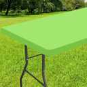 Smiry Rectangle Tablecloth, Elastic Fitted Flannel Backed Vinyl Tablecloths for 4ft Folding Tables, Waterproof Wipeable Table Covers for Indoor, Outdoor, Picnic and Camping (Lime Green, 30"x48")