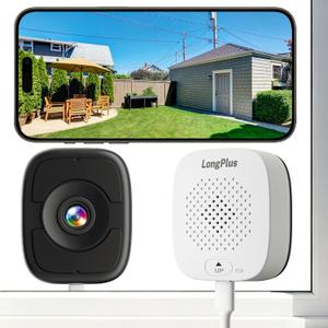 LongPlus 5MP Safe View Window Camera: 2 Packs 3K Window Cameras for Home Security Indoor & Outdoor, Anti-Glare Color Night Vision, Human/Car Detection, 24/7 Recording, No Drill Ideal for Apartment