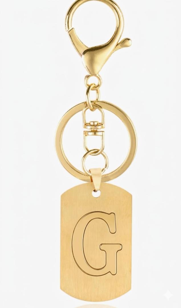 A-Z Stainless Steel Letter Keychain - Alphabet Initial Key Ring for Men Women, Purse or Car Charm G