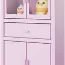 Mini Cabinet for Desk, Cute Small Locker for Girls, Metal Desktop Organizer with Drawer, Mini Cabinet for Miniature Display, Accessories Organizer for Desktop, Pink