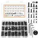 1170 Pcs M3 m4 m5 m6 Metric Bolts and Nuts Assortment, Assorted Hex Socket Button Head Cap Screws and Nuts and Washers Kit, Machine Screw Assortment Kit, Black Hex Nuts and Bolts and Washers