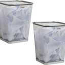 Mind Reader Mesh Trash Can, Square Wastebasket for Office or Home, 5 Gallon Capacity, Metal Mesh, Set of 2, Silver