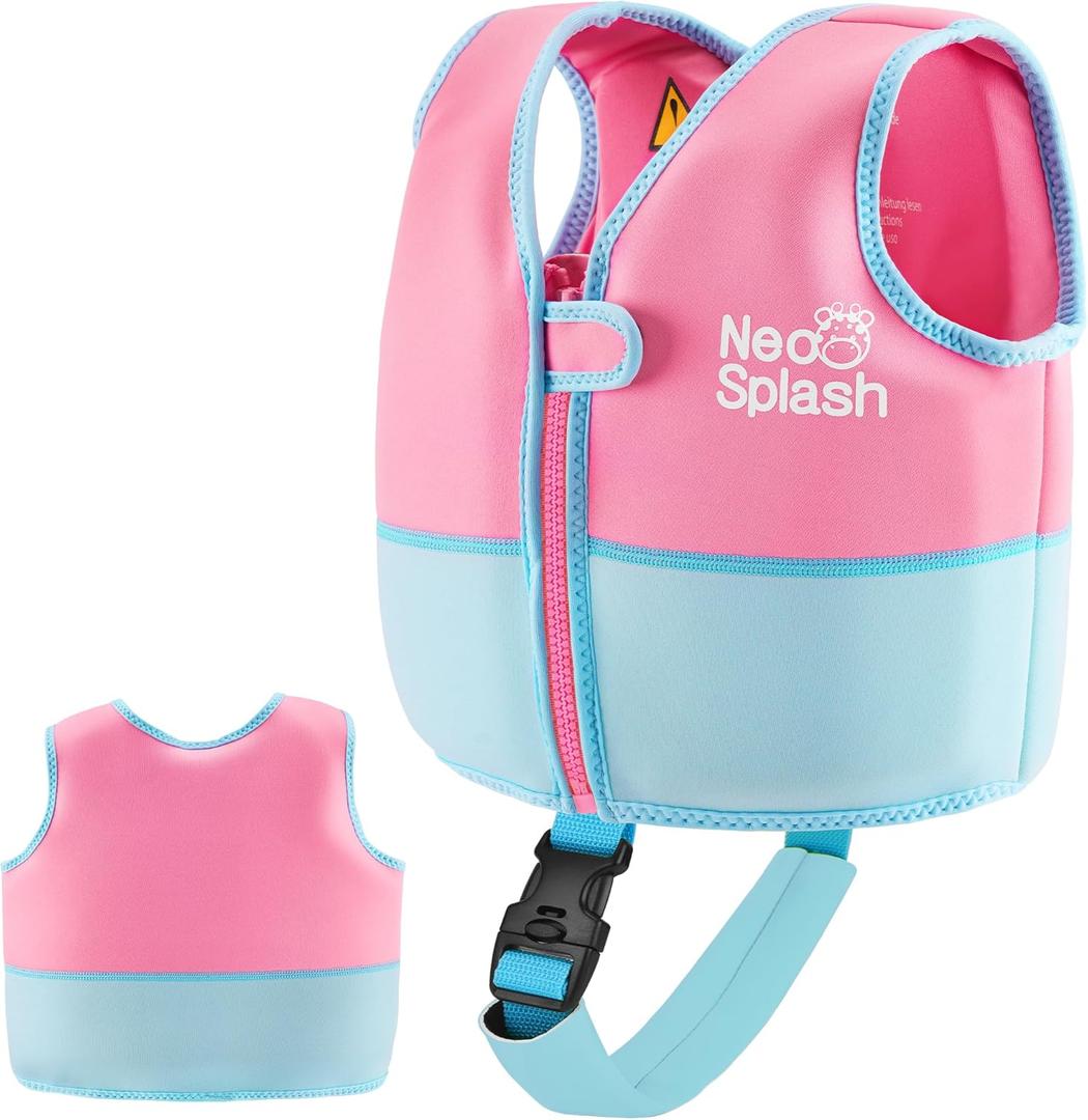 Kids Swim Vest Neoprene Swimming Aid with Adjustable Safety Strap for Age 1-3 and 3-6 (KS-PB)