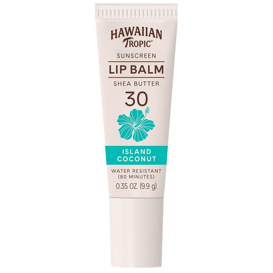 Hawaiian Tropic Lip Sunscreen SPF 30, Island Coconut | SPF Lip Balm, Beach Essentials, Travel Size Sunscreen for Lips, 0.3 oz
