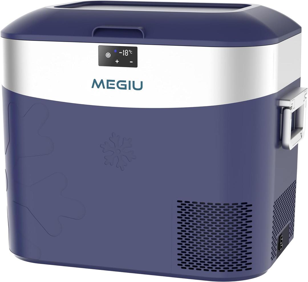 Megiu Car Refrigerator Portable Car Fridge 12V Refrigerator 23 Quart (22 Liter) Freezer Compressor Cooler 12V/24V DC 110240 V AC for Outdoor Camping Travel Home Use -18~+15 (Blue)
