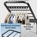 Clothes Drying Rack, Foldable Laundry Drying Rack with Reinforced Steel Tubes, Height-Adjustable Gullwing Clothes Airer, Space Saving Indoor Drying Rack for Apartments, Balconies, Laundry Rooms, Black, Large