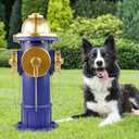 18 Inch Dog Fire Hydrant Pee Post Puppy Pee Training Post Garden Statue, Blue & Gold Fire Hydrant Outdoor Figurines Decor for Yard Garden Lawn Patio