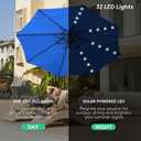 JEAREY 9FT Outdoor Patio Umbrella with Solar Lights, LED Lighted Pool Umbrella with Tilt and Crank, Outdoor Table Umbrellas for Deck, Yard & Market (Royal Blue)
