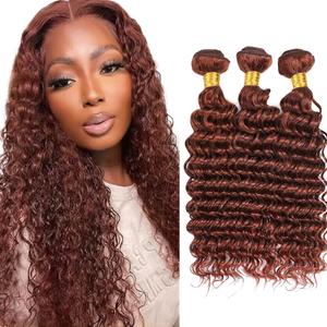 Auburn Bundles Brown Curly Bundles Human Hair Color 33 Loose Deep Wave Bundle 16 18 20 Inch Reddish Brown Human Hair Bundle Unprocessed Brazilian Remy Hair Extensions 150g
