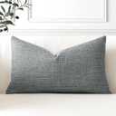OTOSTAR Linen Throw Pillow Cover Set of 1 Decorative Lumbar Pillowcases Cushion Covers 12x20 Inch for Home Decor Sofa Bedroom Car 30 x 50CM Dark Grey