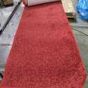 Washable Custom Size Runner Rug Solid Color Red, (12 Feet Length x 26 Inch Width) Custom Cut Slip Resistant Rubber Backing Runner Rugs, Extra Long Runner Rugs for Hallways