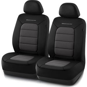 Skechers Memory Foam Seat Covers, Thick Cool Touch Fabric Seat Covers, Front Seat Covers Airbag Compatible ,Automotive Comfort Protection for Most Cars, Vans, Trucks, SUV, Floor Grey