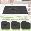 Large Stone Drying Mat for Kitchen Counter, 24" (L) 16" (W) Quick Dry Stone Mat Kitchen, Foldable Stone Dish Drying Mats, Diatomaceous Earth Dish Mat Drying Kitchen Mat,Dark Gray