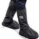 HEKEDES Waterproof Shoe Covers, Reusable & Foldable Rain Boot Shoe Cover with Zipper, Non-Slip, Reflector, Men Women Rain Gear, Black XL
