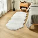 duduta White Faux Sheepskin Runner Rugs 2x6 ft, Fluffy Shag Rug for Bedroom Hallway Fur Sofa Couch Covers Non Slip