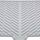 Luxet Silicone Dish Drying Mat with Built-in Drain Lip - Hygienic Drying Pad - Sturdy Compact Easy to Clean Tray Protects Surfaces Prevents Water Build Up - 23 X 17 (Grey)