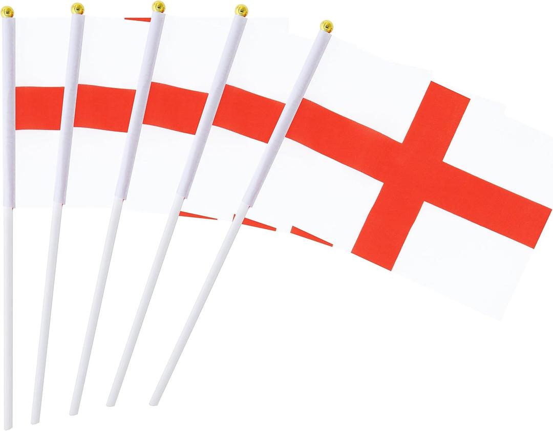 5 Pack England Mini HandHeld Stick Flag,Suitable For Various Holiday Parties,And National Flag Day.