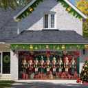 HOMETITUTE Christmas Garage Door Banner 13x6ft Nutcracker Holiday Decoration with Red Green Curtains Gift Boxes for Outdoor Xmas Party Wall Display Photo Backdrop House