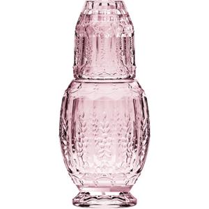 Elle Dcor Vintage Bedside Water Carafe With Tumbler  Elegant Pitcher and Matching Drinking Glass Doubles As Lid For Guest Room, Office-Makes A Gift, 4.7x10.4, Pink