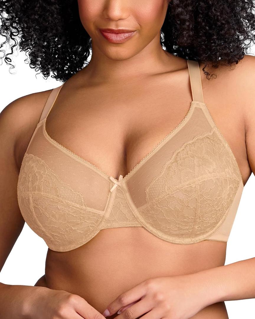 HSIA Minimizer Bras for Women Enchante Lace Underwire Bra for Heavy Breast (Beige), 38D