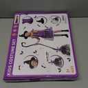 KukuFun Halloween Cute Purple Witch Costume Deluxe Set for Toddler Girls, Bat Outfit Dress with Witch Hat & Magic Broom (S(ages 3-5))